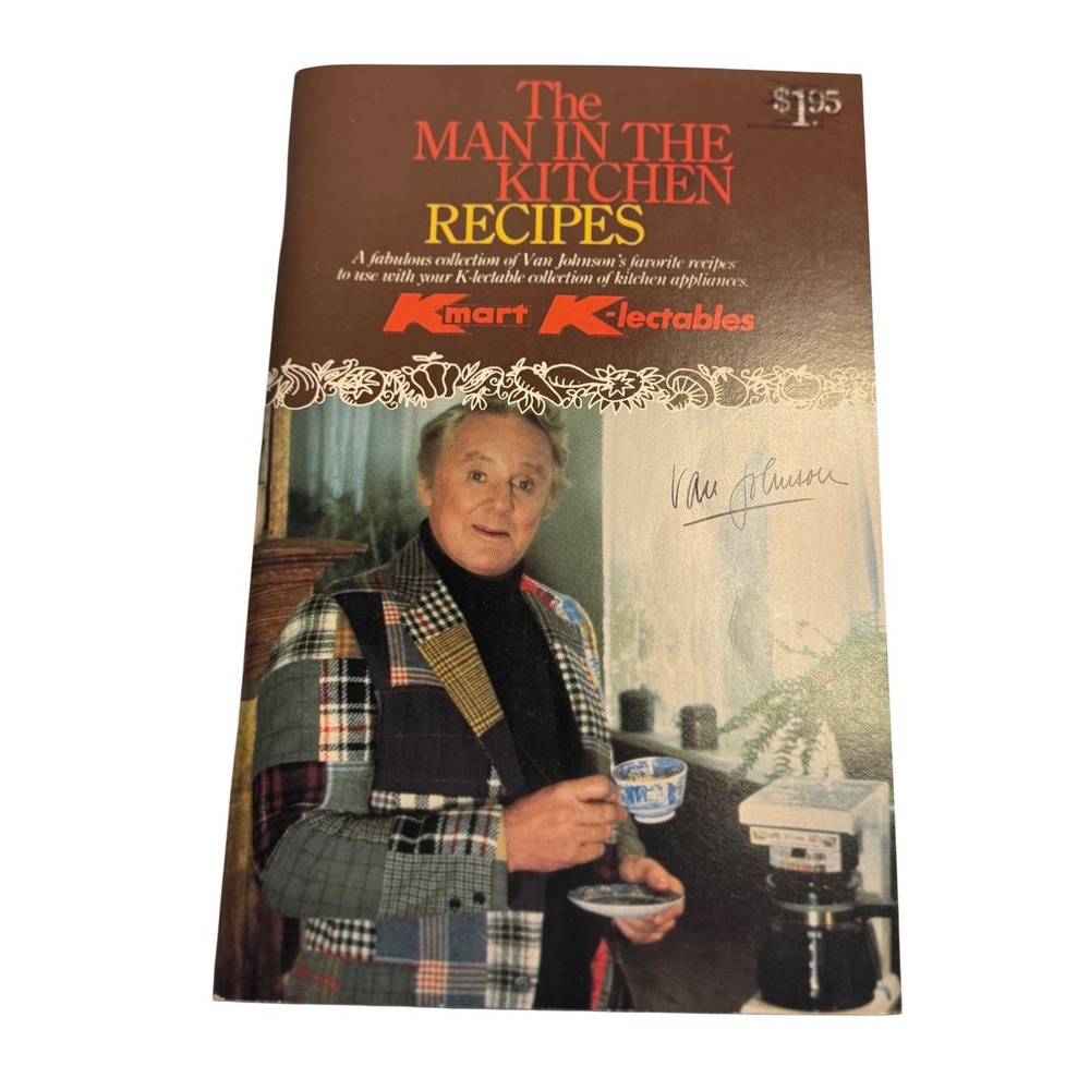 VTG Kmart Cookbook The Man In The Kitchen Recipes Van Johnson Brown Softcover OS